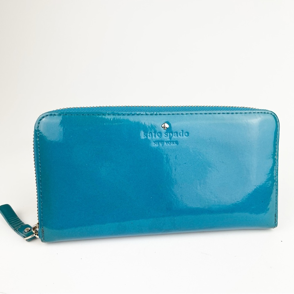 Kate Spade New York Teal Patent Zip-Around Wallet